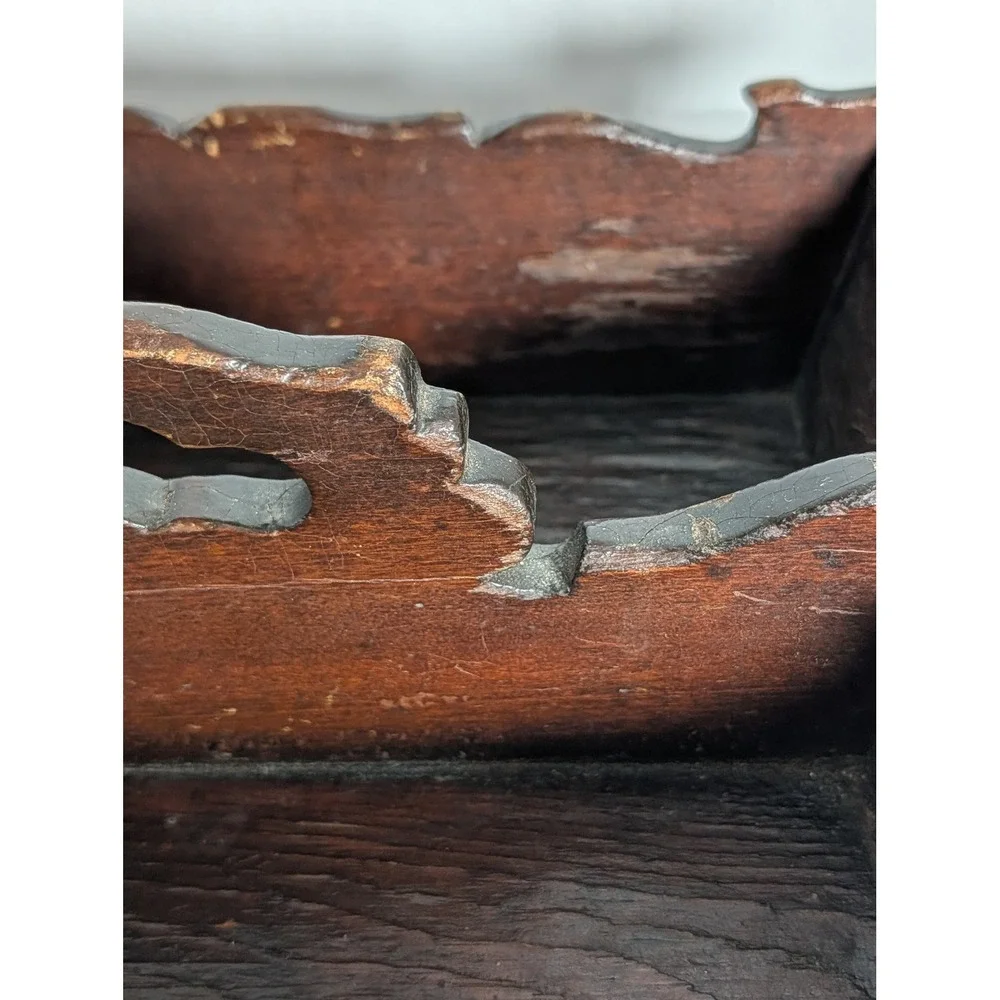 Antique/Vintage Hand-Carved Wooden Double Compartment Box